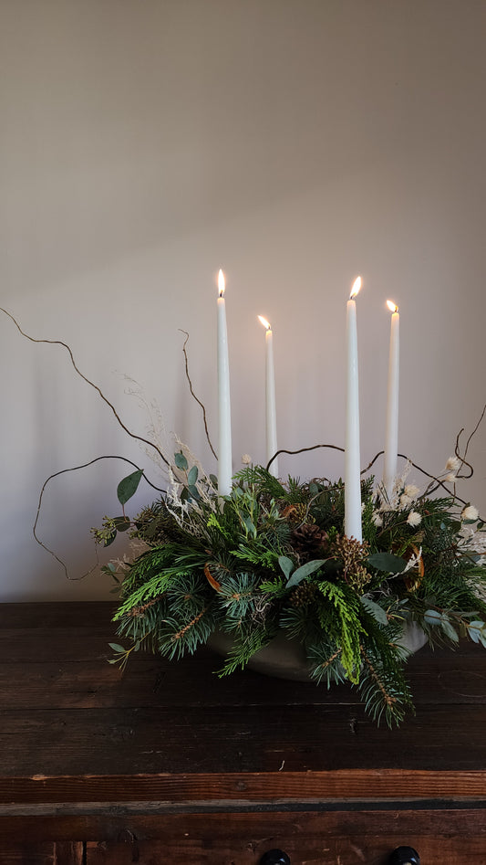 Holiday Candle Bowl Centerpiece