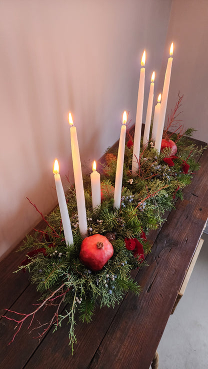 Holiday Candle Centerpiece | Elongated